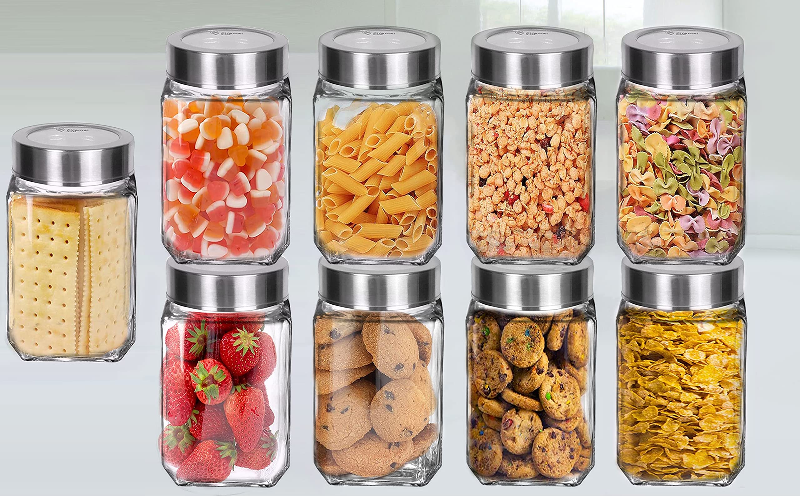 Brezzycloud Piraml Glass Cubical Square 300ml Transparent Glass Jars & Containers for Kitchen Pantry, Snacks, Honey, Jams, Pickl